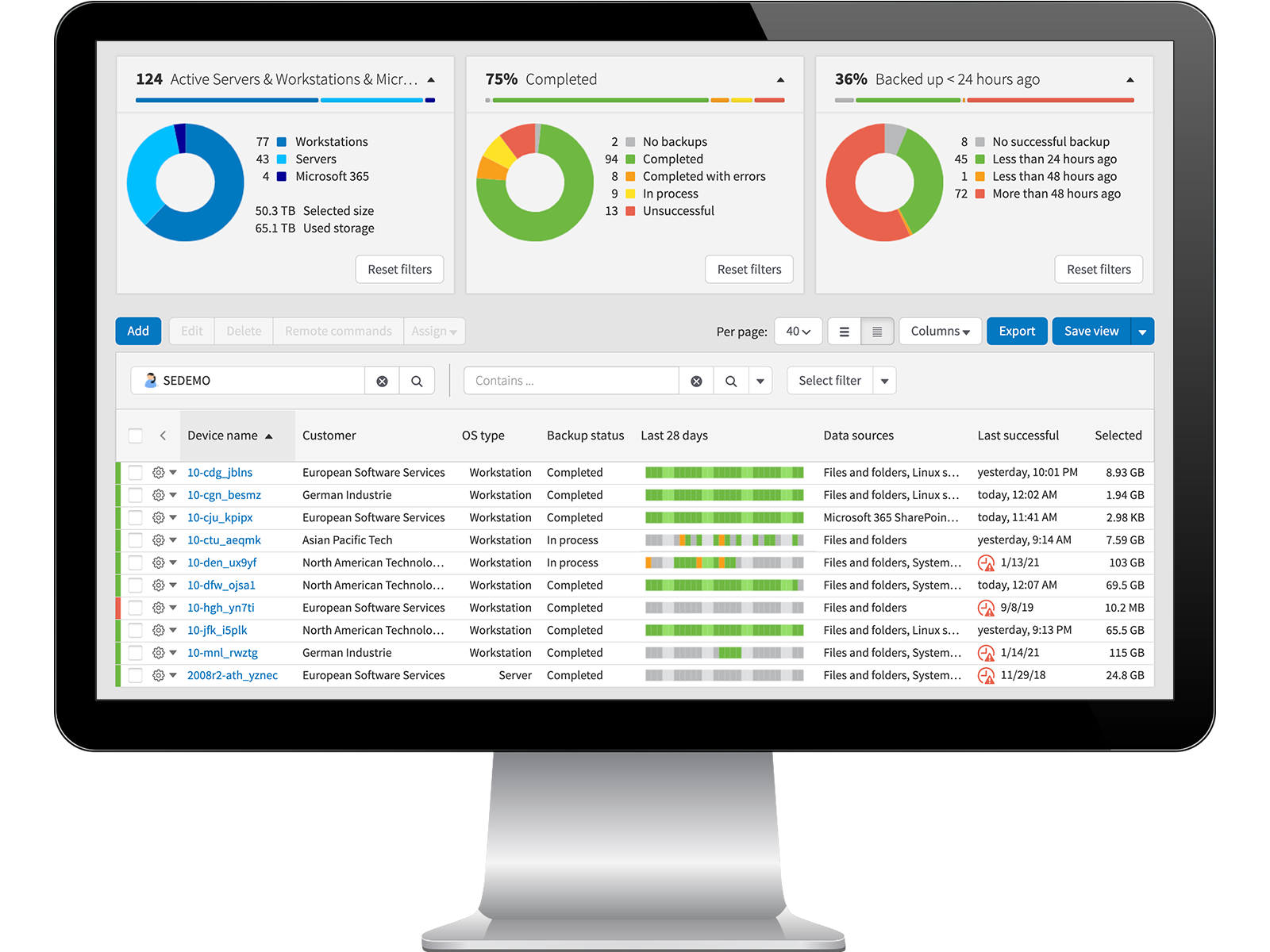 N-able Backup product screen