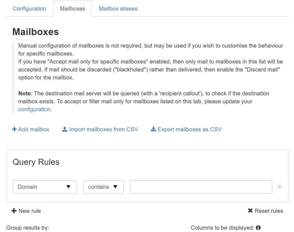 Mail Assure - mailboxes query rules
