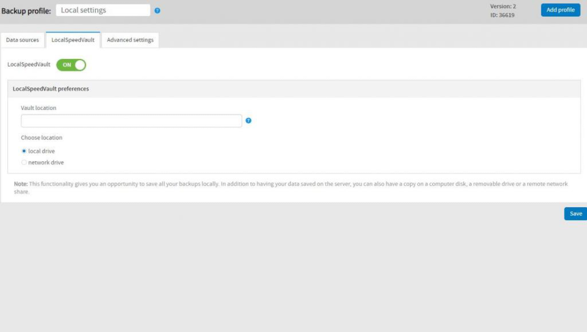 Backup local speed vault preferences