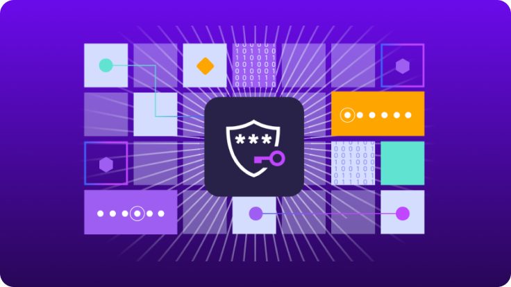 Central security shield with key icon connected to multiple password fields, representing comprehensive password protection.