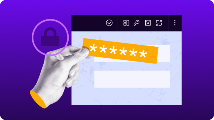 User interface showing secure password injection into a login field, with a lock icon indicating protected access.